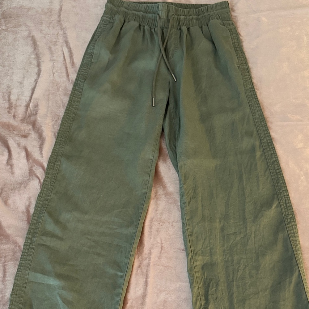 Quince Green Drawstring wide leg pant